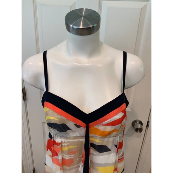 BCBG Max Azria Multicolor Geometric Patterned 100% Silk Shift Dress, Size 6 - Picture 2 of 7